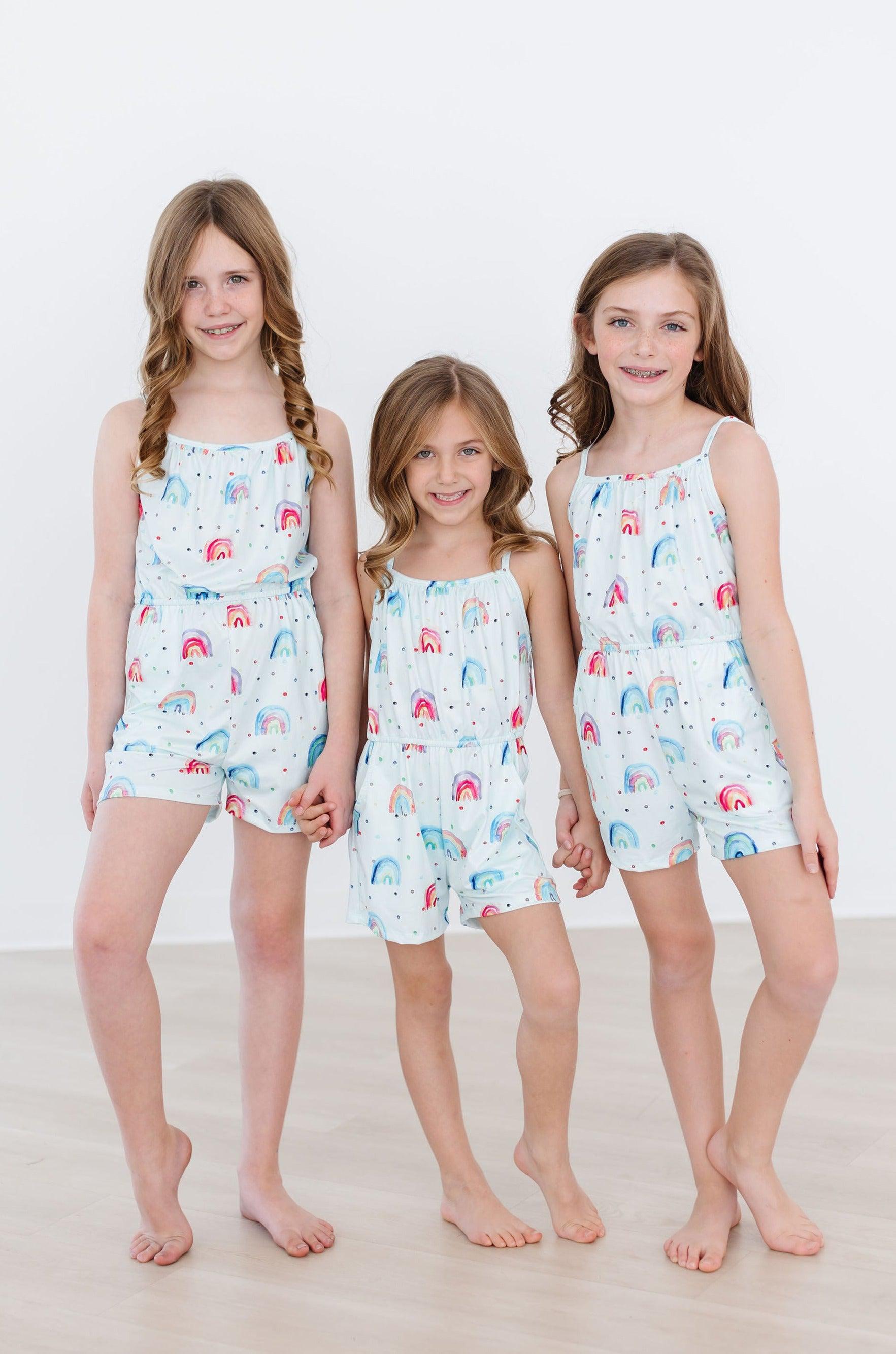 Mila & Rose ® SALE Rainbow Grooves Strappy Play Romper — main product shot