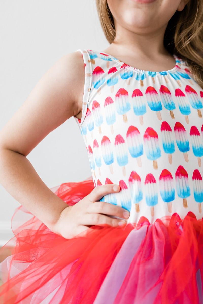 Mila & Rose ® SALE Red, White & Cute Tank Tutu Leotard — detail close-up