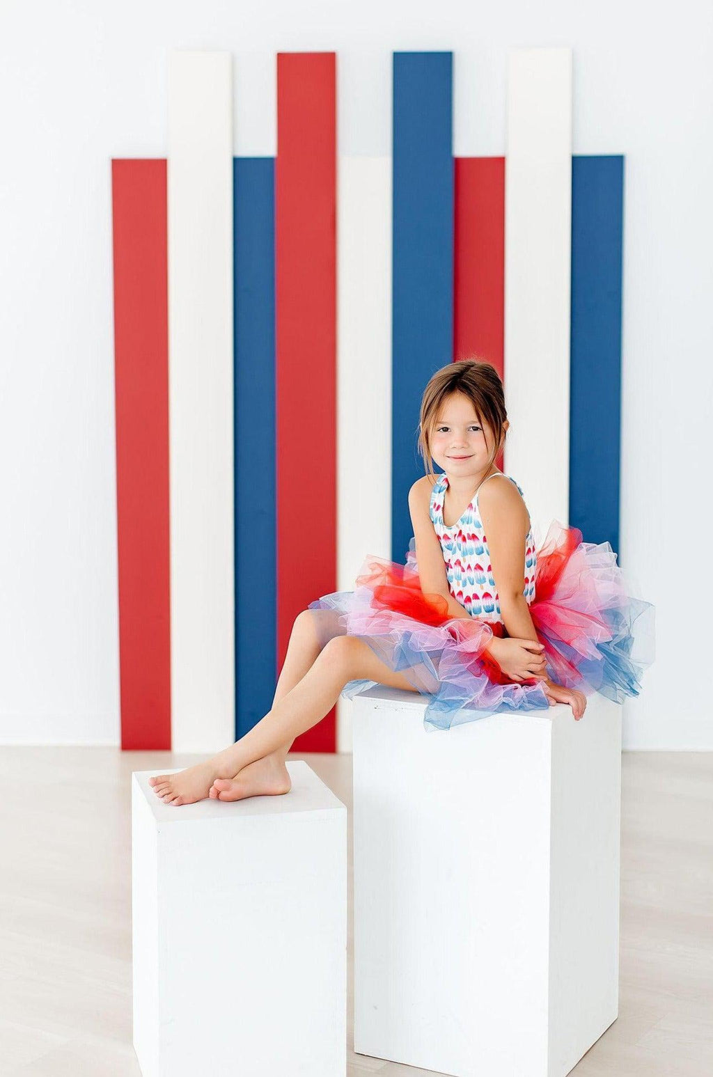 Mila & Rose ® SALE Red, White & Cute Tank Tutu Leotard — side view