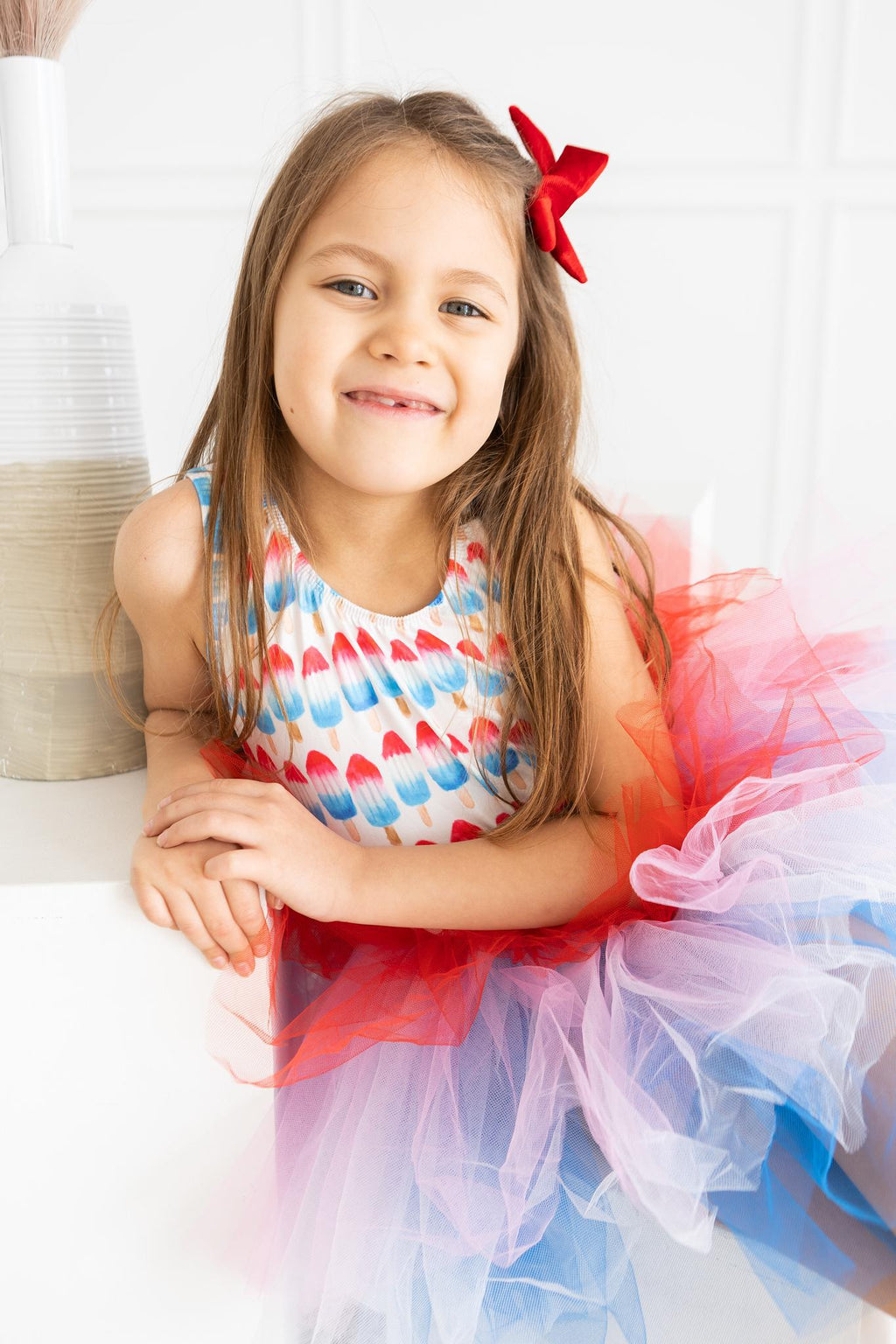 Mila & Rose ® SALE Red, White & Cute Tank Tutu Leotard — back view