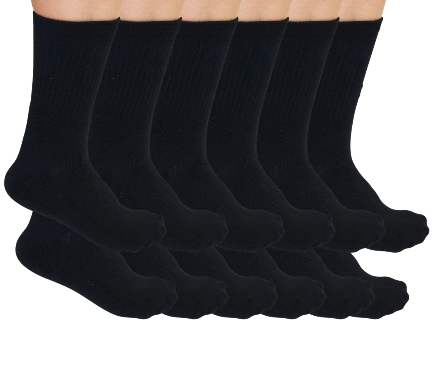 Spun Bamboo 3/4 Crew Black Bamboo Viscose Socks Unisex - 12-pack — main product shot