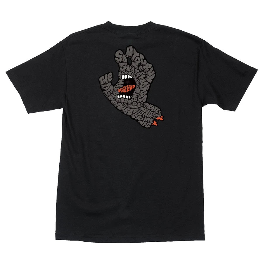 Santa Cruz Letter Hand Short Sleeve Mens T-Shirt - Black by Skates USA
