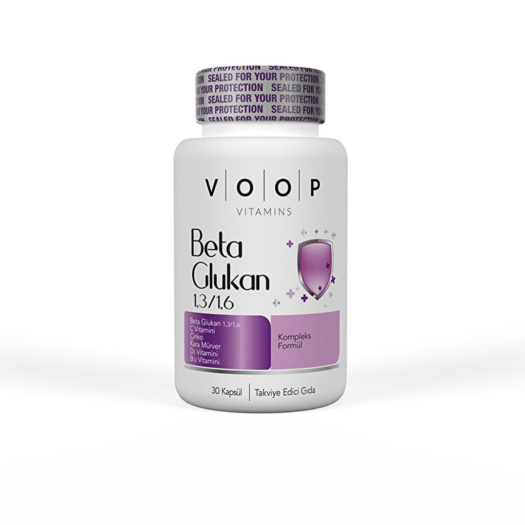 Voop Beta Glukan: Vegan Immune Support - Elderberry & Vitamin C Capsules - Gluten-Free Dietary Supplement, Powerful Immune System Booster
