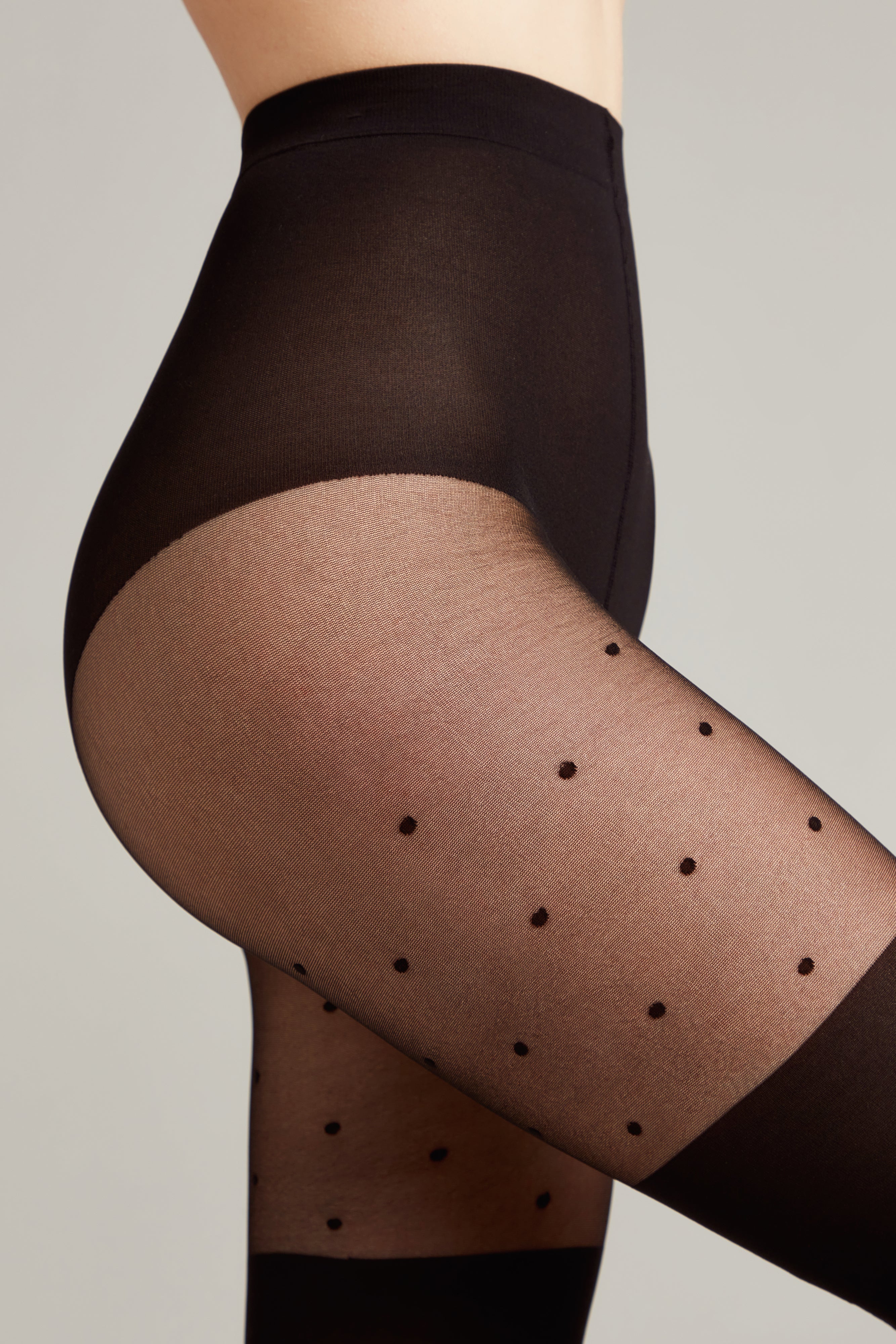 TheRanok.com Fantasy Tights Conte Sensation - Polka Dots Stockings Imitation — side view