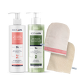 BodyLita Complete Renewal Shower Routine Set, Bath Loofah + Anti-Cellulite Body Wash + Multi-Peptide Body Wash, 3-Piece Bundle