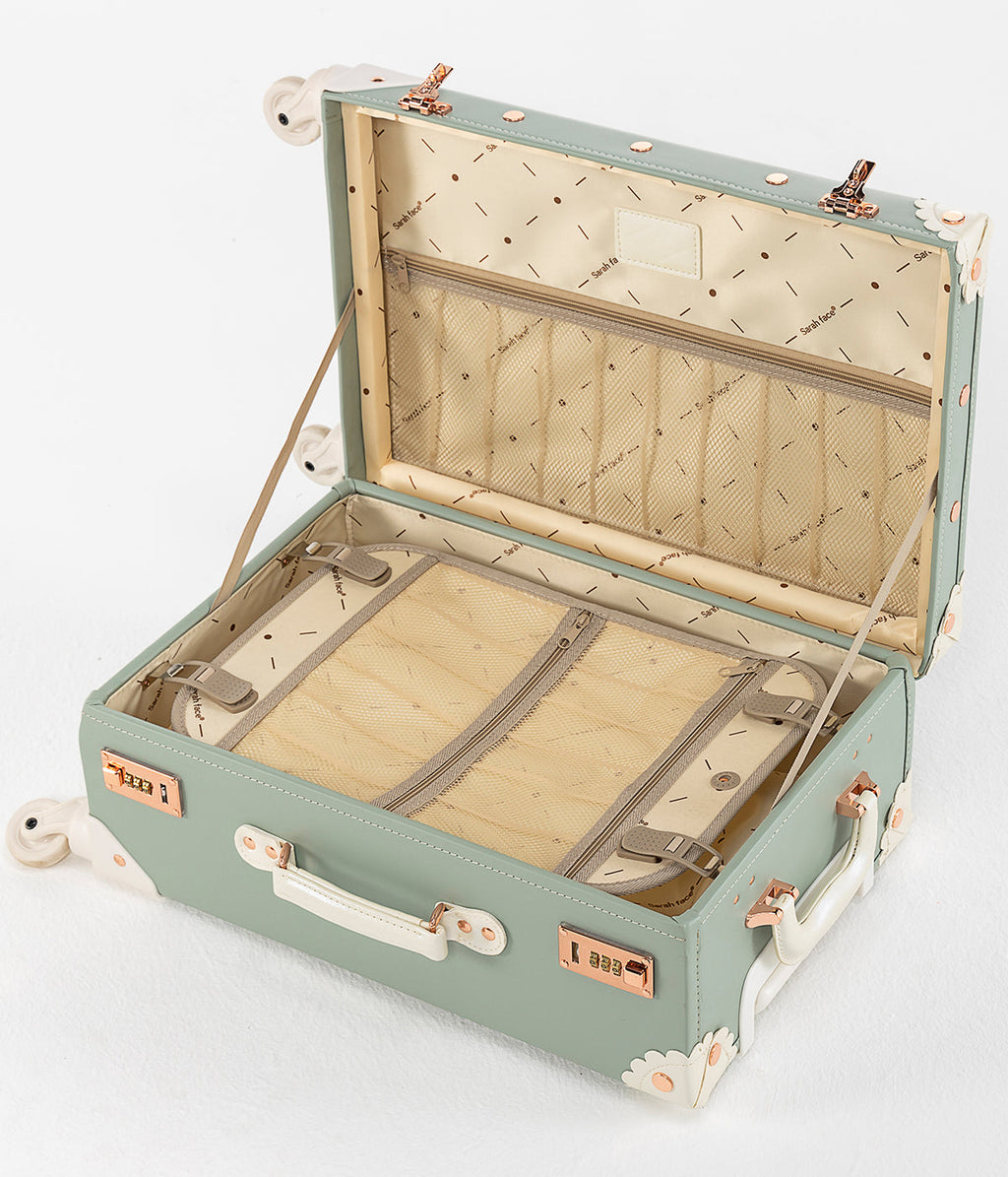 SarahFace Spinner Suitcase - Embroidery Green