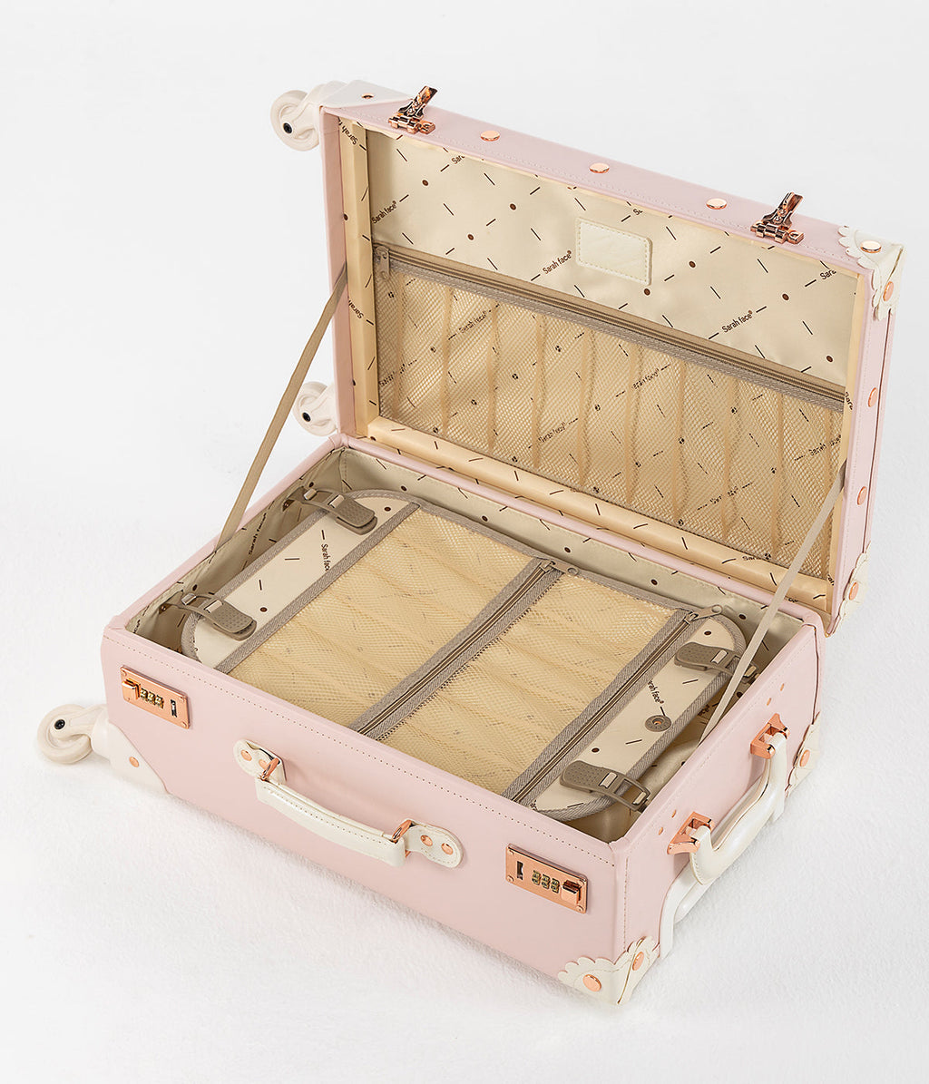 SarahFace Spinner Suitcase - Embroidery Cherry Pink