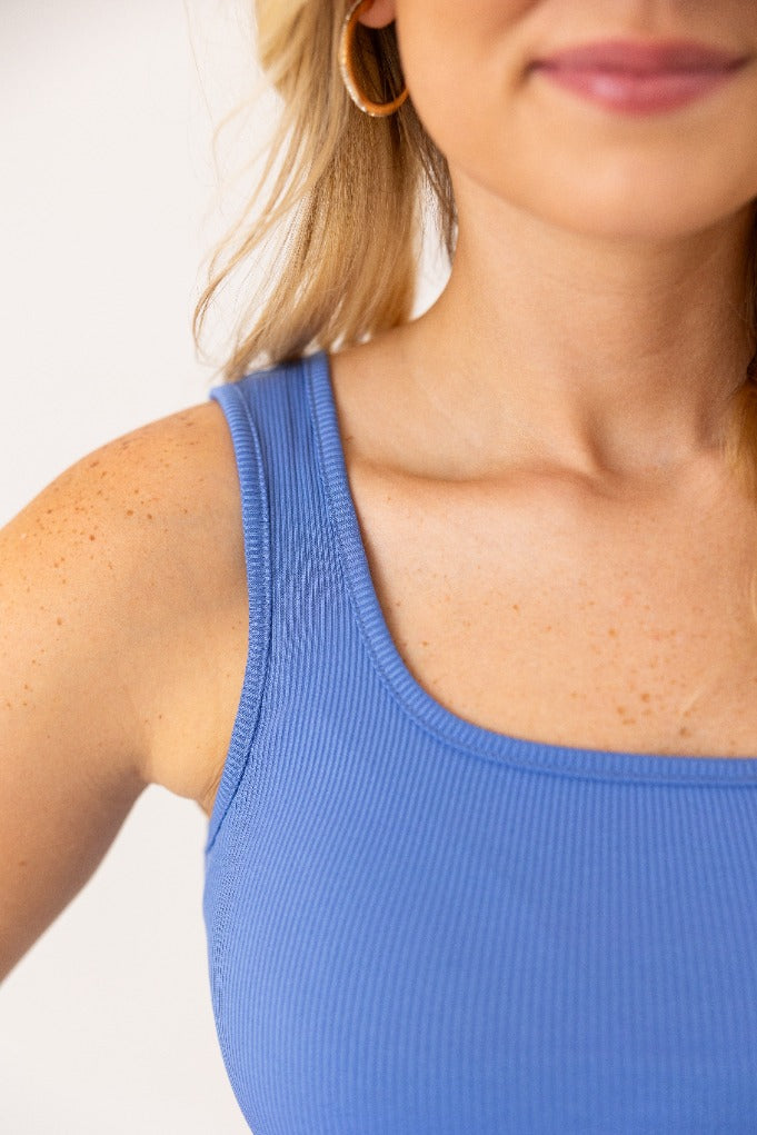Grace+Emma Bella Square Neck Rib Knit Tank Top, Blue — alternative angle