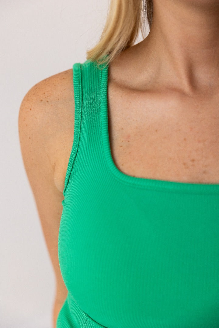 Grace+Emma Grace+Emma Bella Square Neck Rib Knit Tank Top, Green — side view