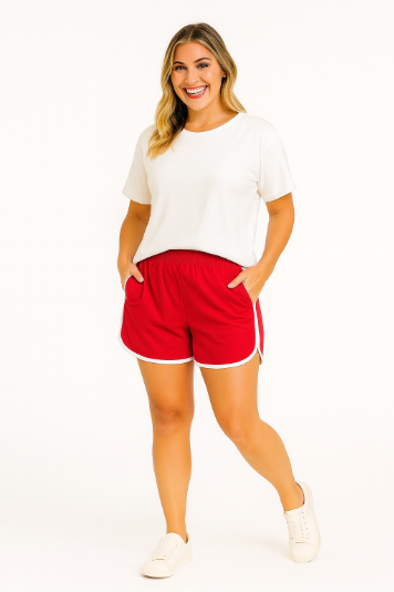 Grace+Emma Go-Getter Shorts, Red — back view