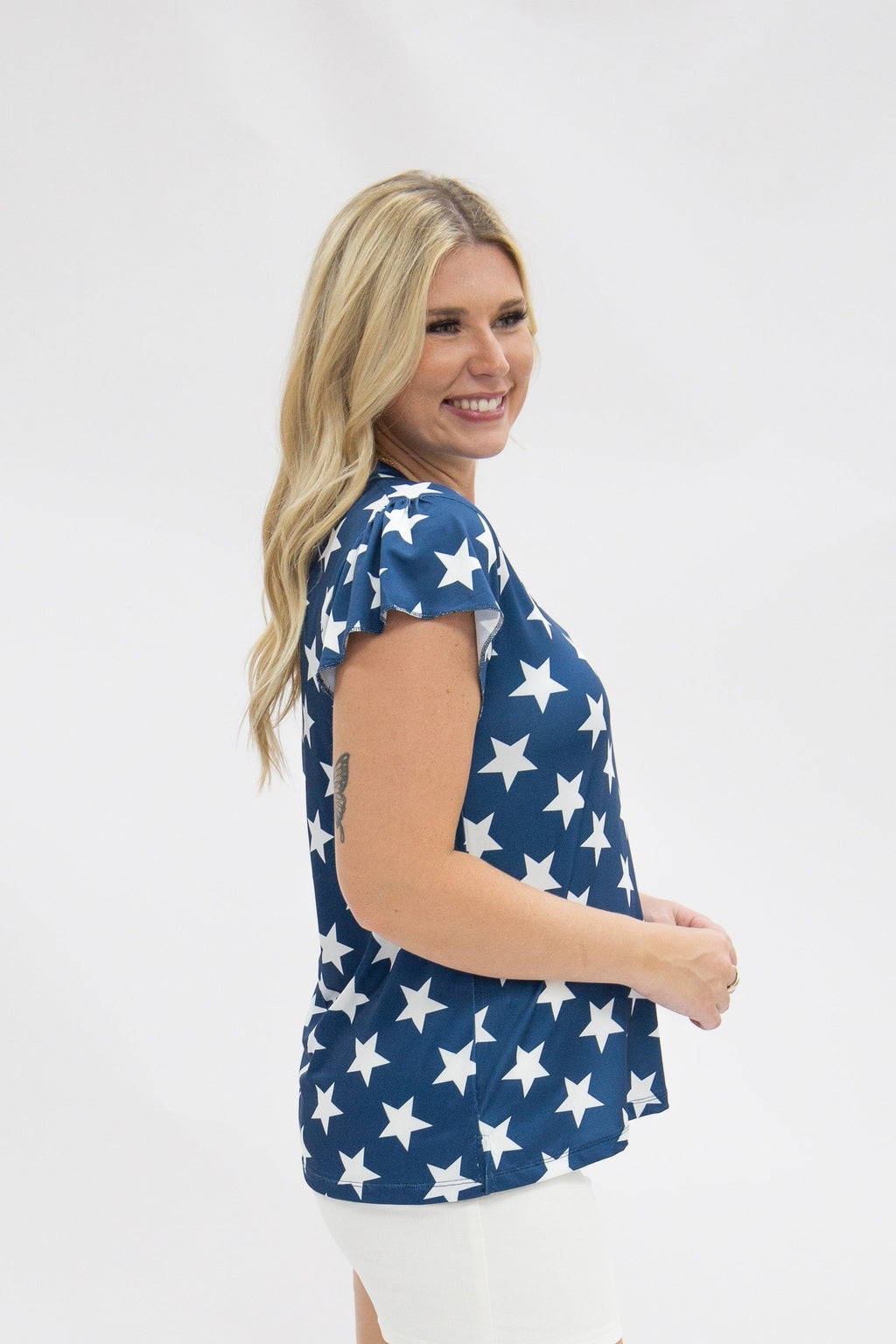 Grace+Emma The Nicole V-Neck Top, Stars — back view