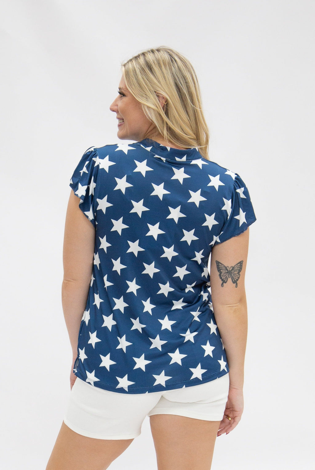 Grace+Emma The Nicole V-Neck Top, Stars — alternative angle