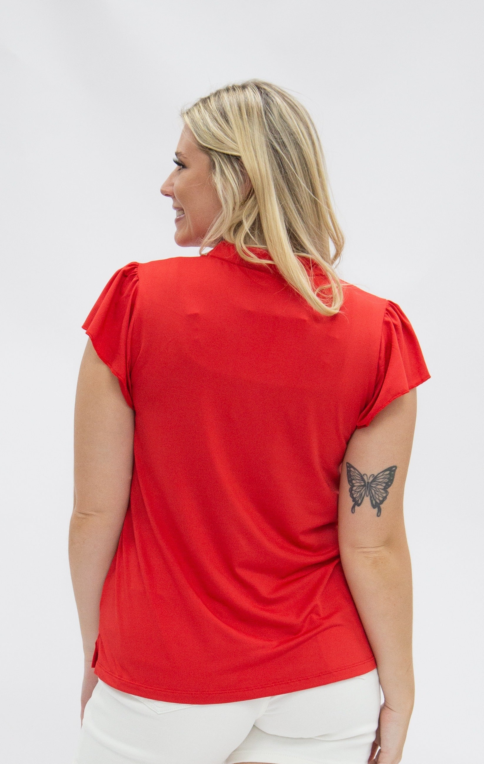 Grace+Emma The Nicole V-Neck Top, Red — alternative angle
