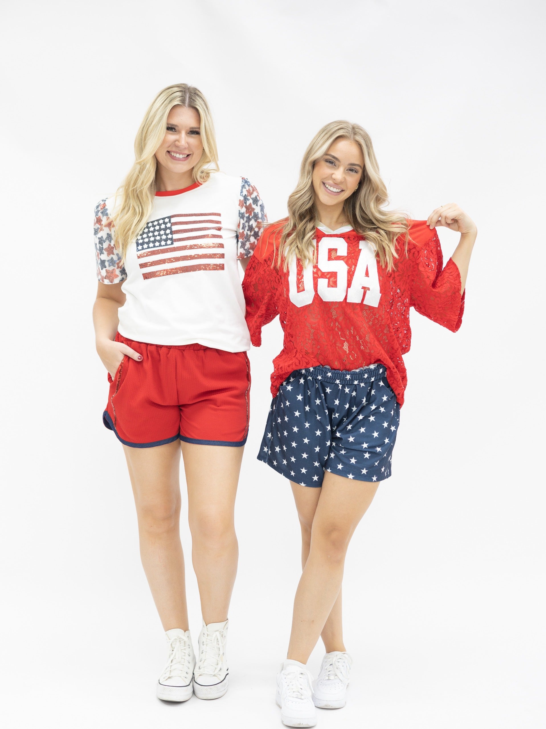 Grace+Emma Red Lace "USA" Jersey — size reference