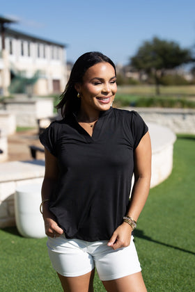 The Nicole V-Neck Top, Black