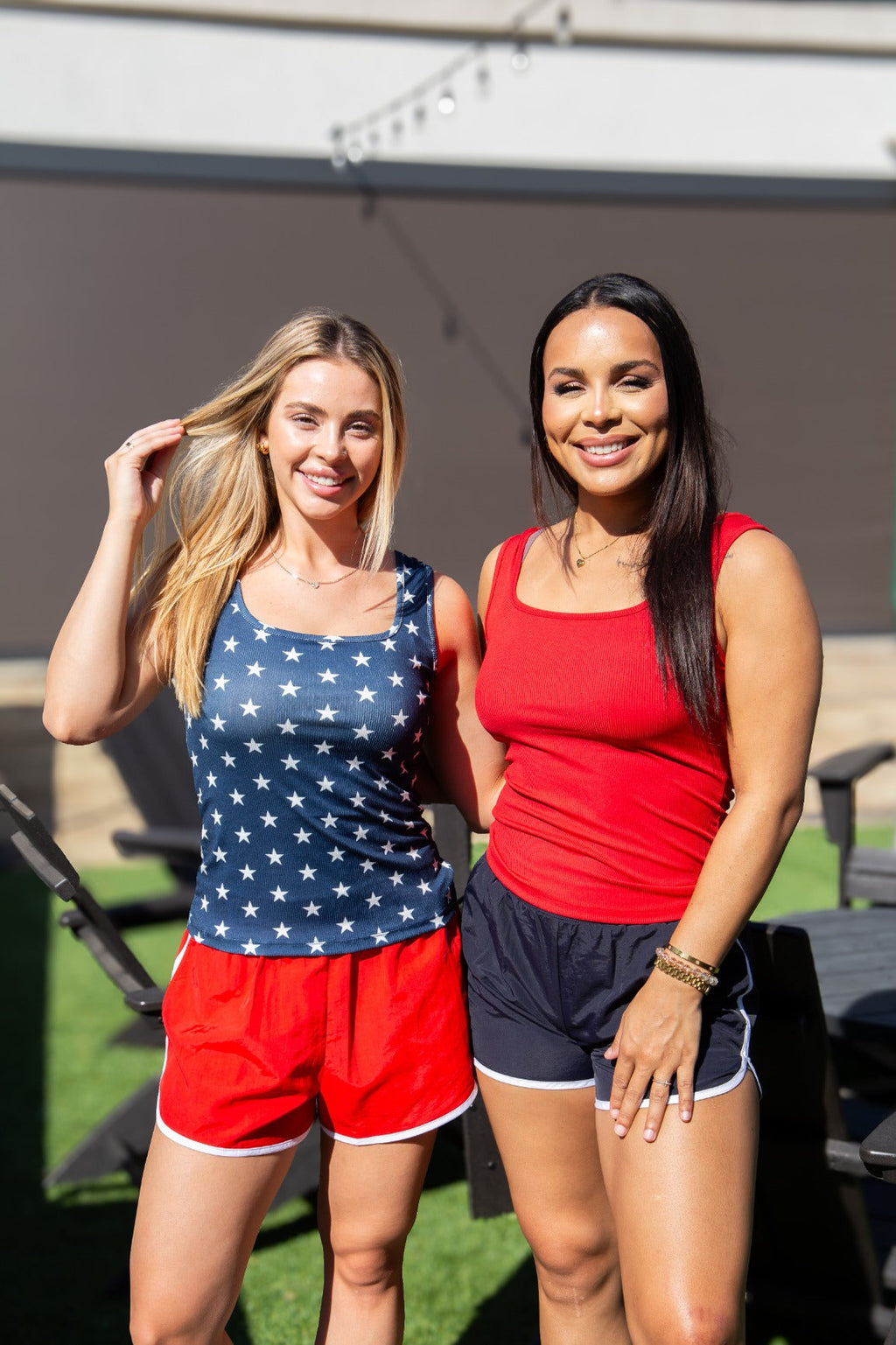 Grace+Emma Bella Square Neck Rib Knit Tank Top, Navy Stars — alternative angle