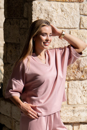 Butter Soft V-Neck Top, Pink