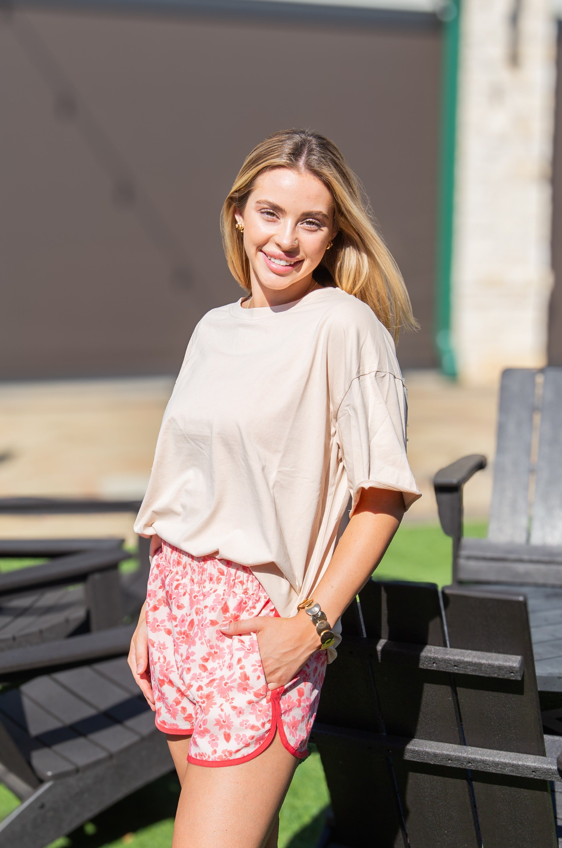 Grace+Emma Go-Getter Shorts, Pink Floral — side view