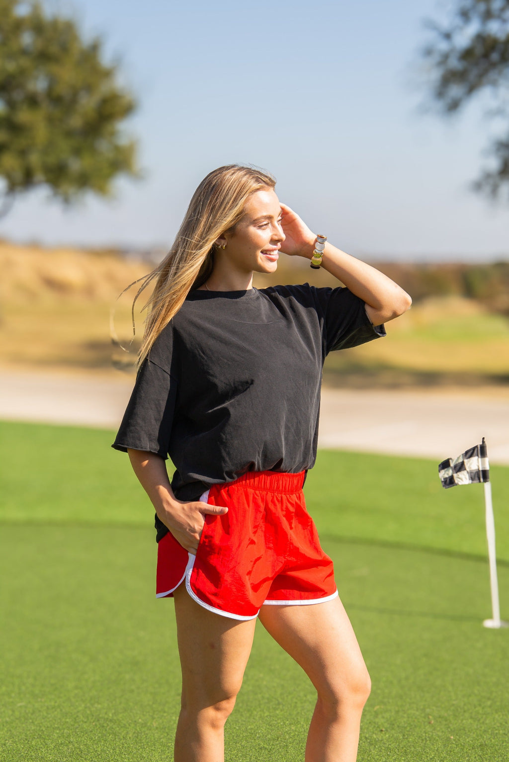 Grace+Emma Go-Getter Shorts, Red — side view