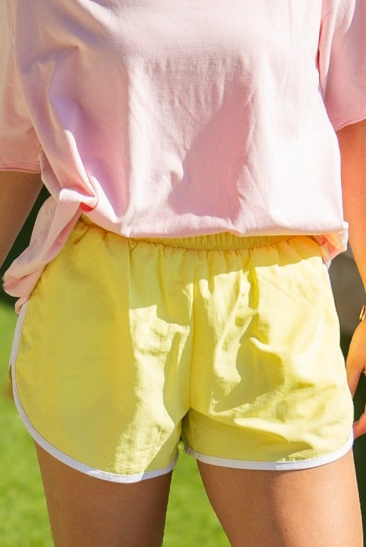 Grace+Emma Go-Getter Shorts, Baby Yellow — main product shot
