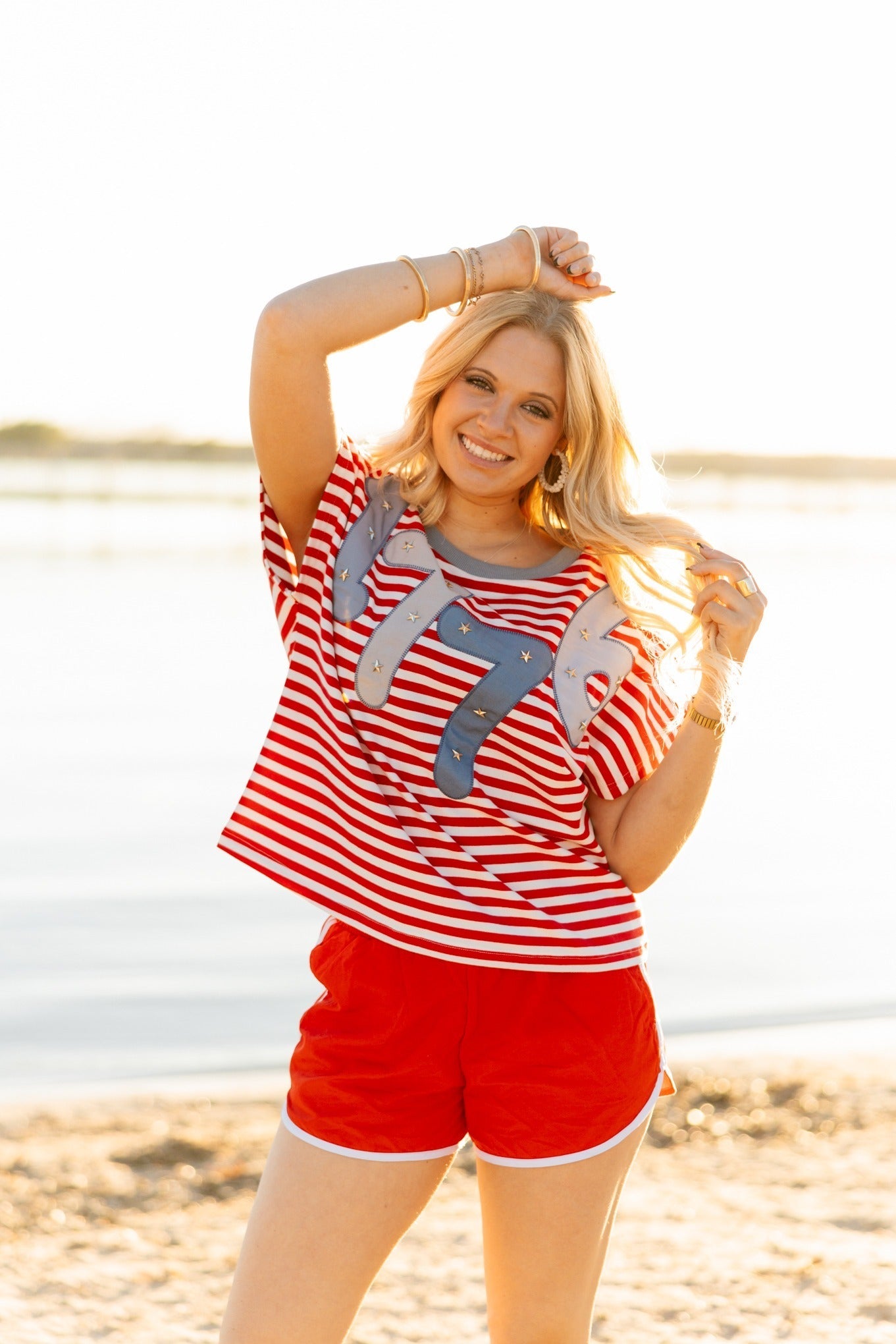 Grace+Emma 1776 on a Short Sleeve Stripe Top — main product shot