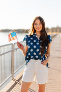 Grace+Emma The Nicole V-Neck Top, Stars — main product shot