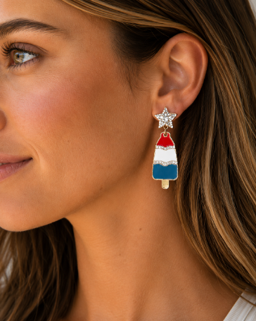 Patriotic Popsicle Enamel Earrings