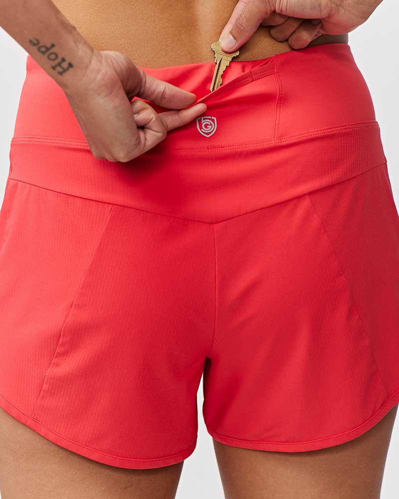 Goal Five Sheva Women's High Rise Running Shorts — in-use photo
