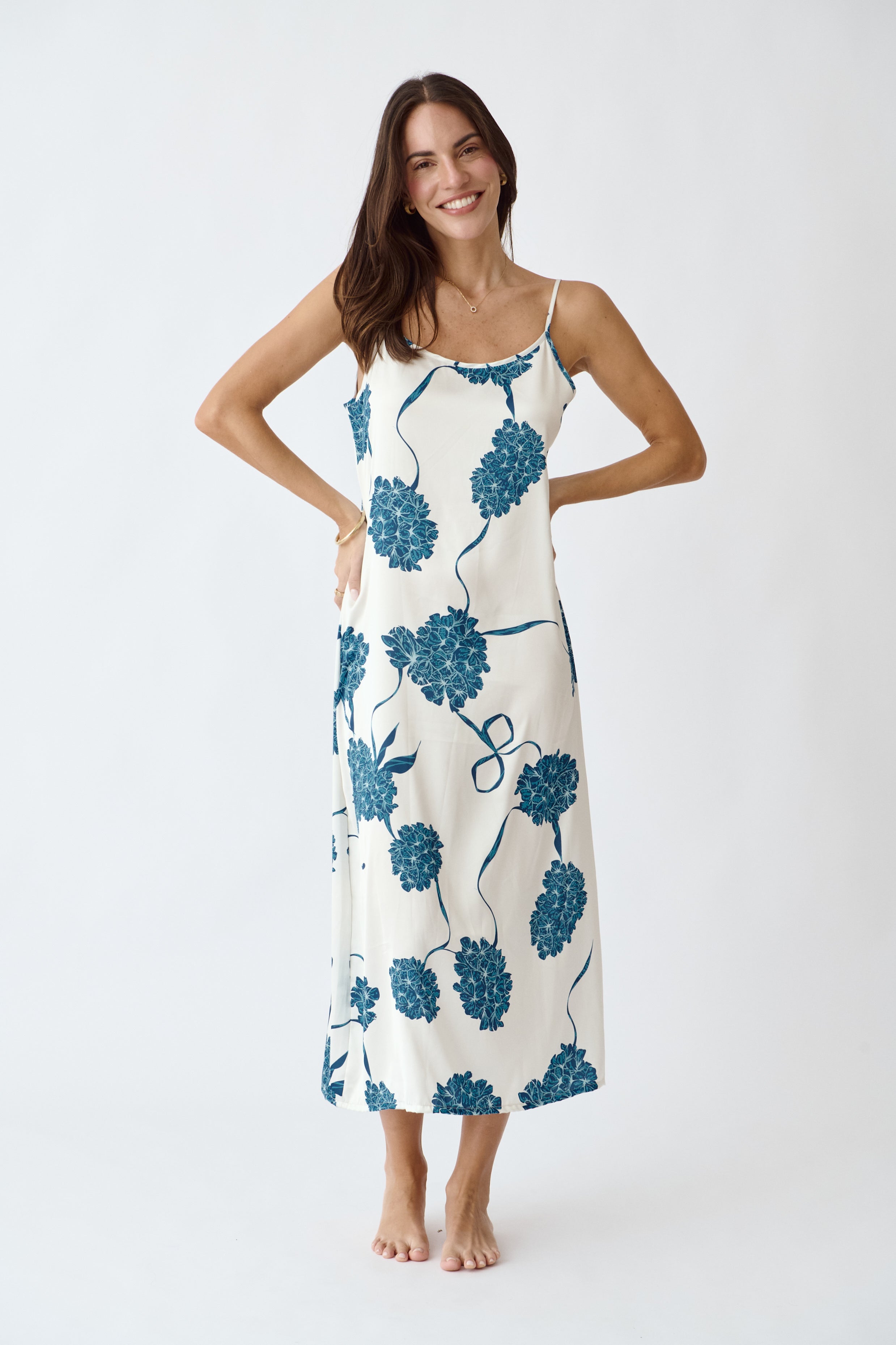 Simoné Sleepwear USA Washable Silk Dress - Blossom — side view