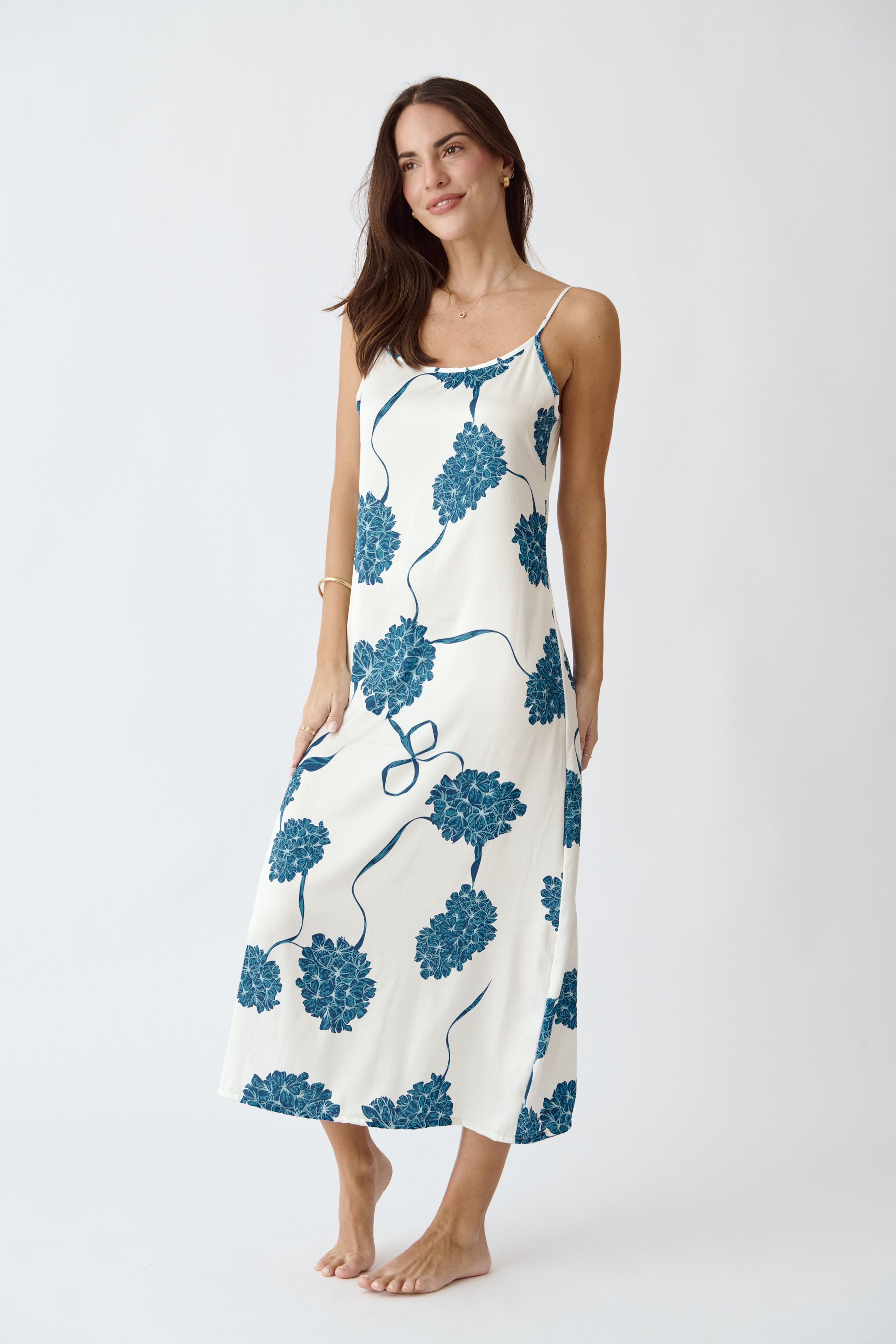 Simoné Sleepwear USA Washable Silk Dress - Blossom — back view