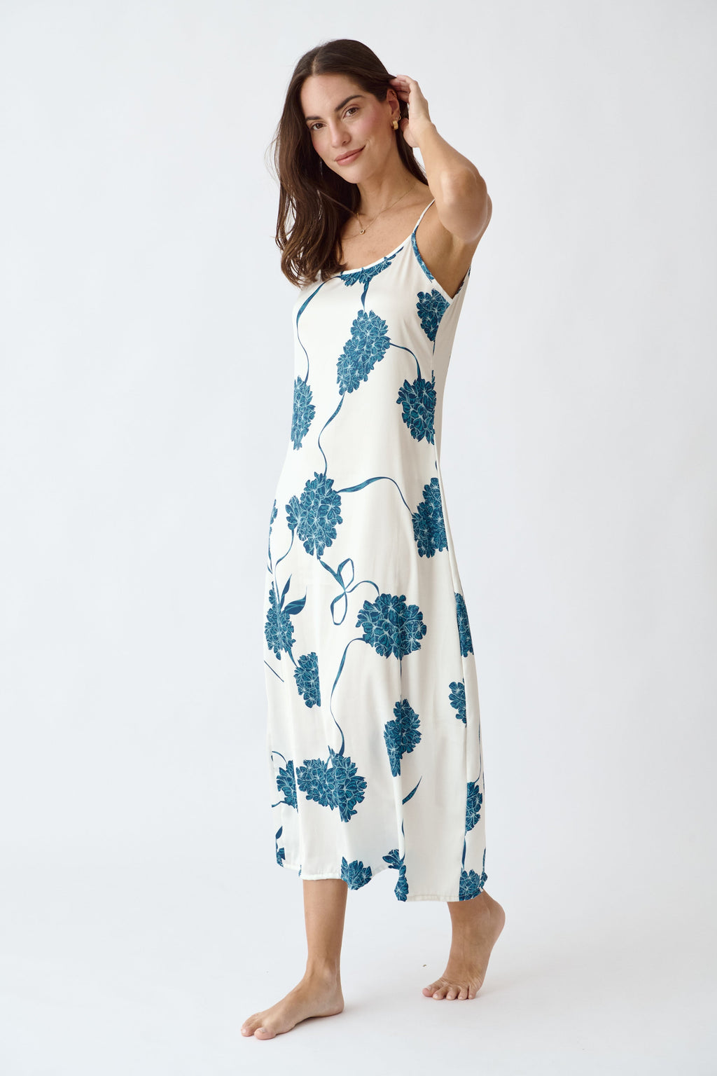 Simoné Sleepwear USA Washable Silk Dress - Blossom — detail close-up