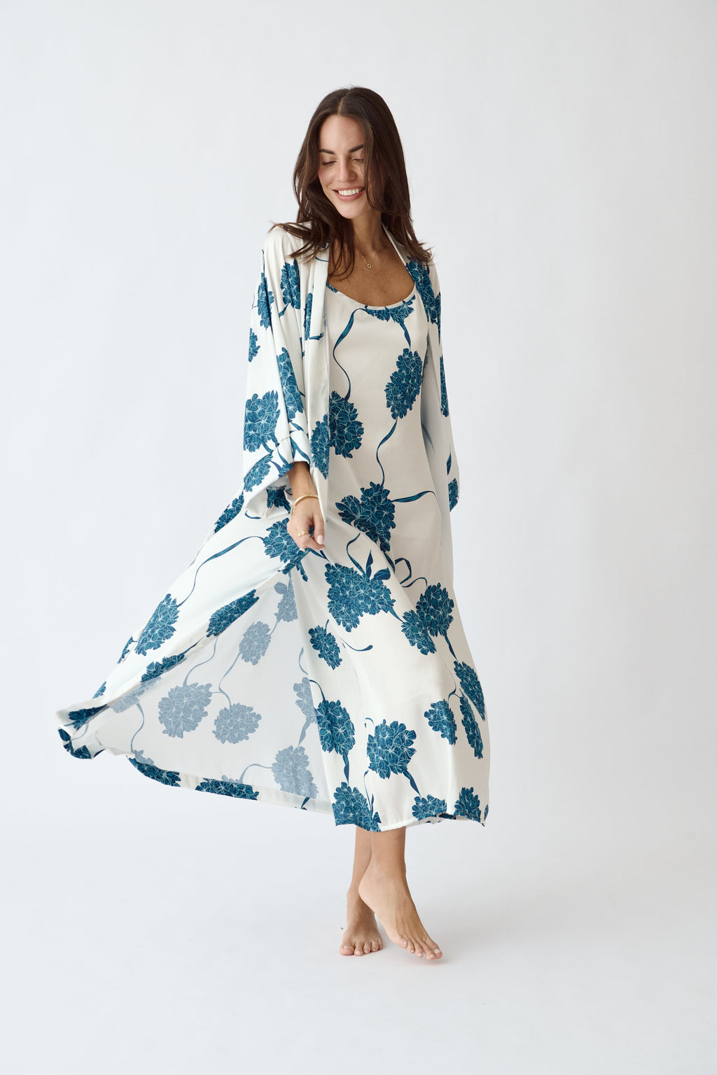Simoné Sleepwear USA Washable Silk Kimono - Blossom — main product shot