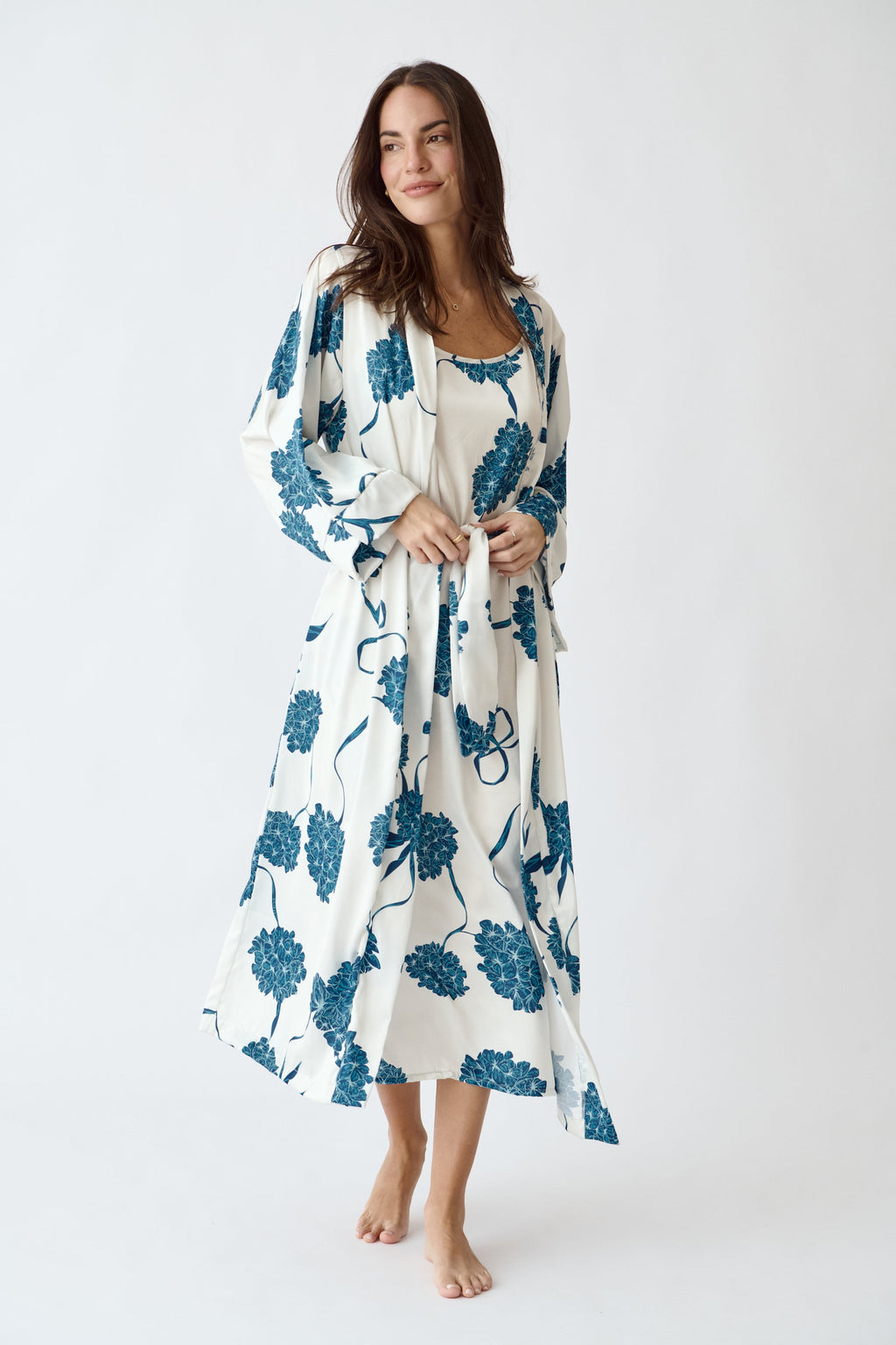 Simoné Sleepwear USA Washable Silk Kimono - Blossom — side view