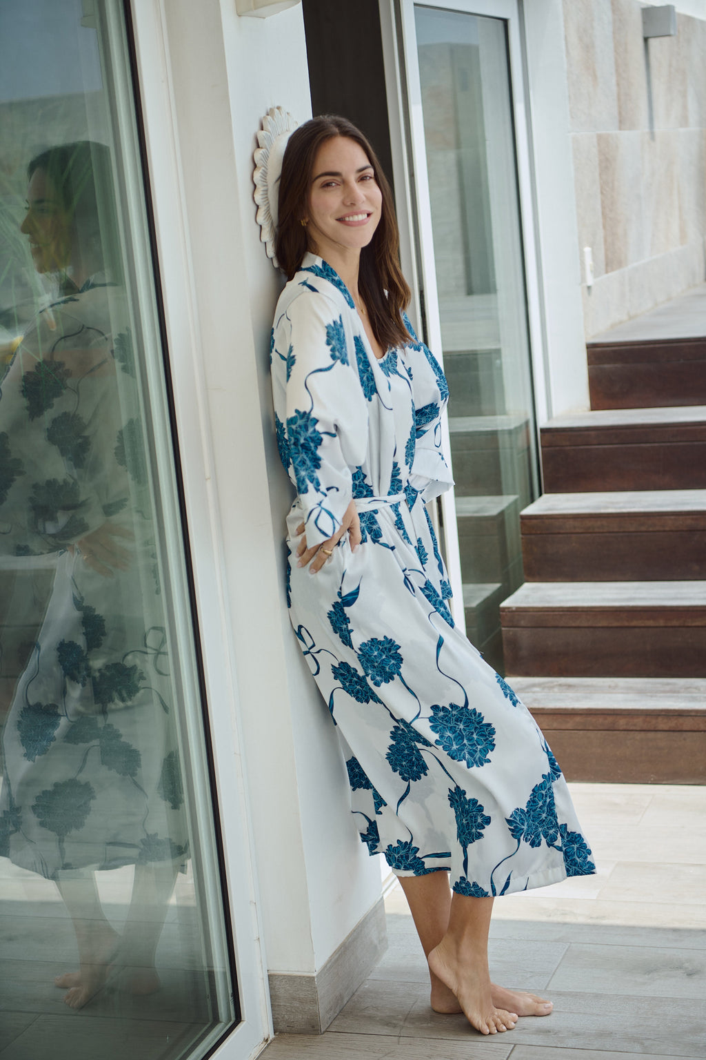 Simoné Sleepwear USA Washable Silk Kimono - Blossom — size reference