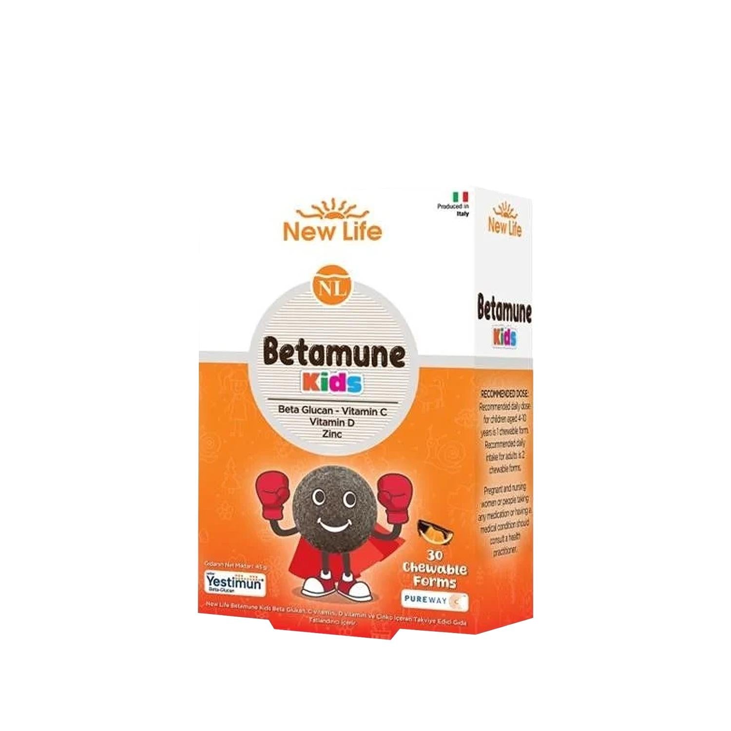 New Life Betamune Kids Chewable Immune System Supplement for Children - Boosts Immunity with Beta Glukan, Vitamin C & Zinc