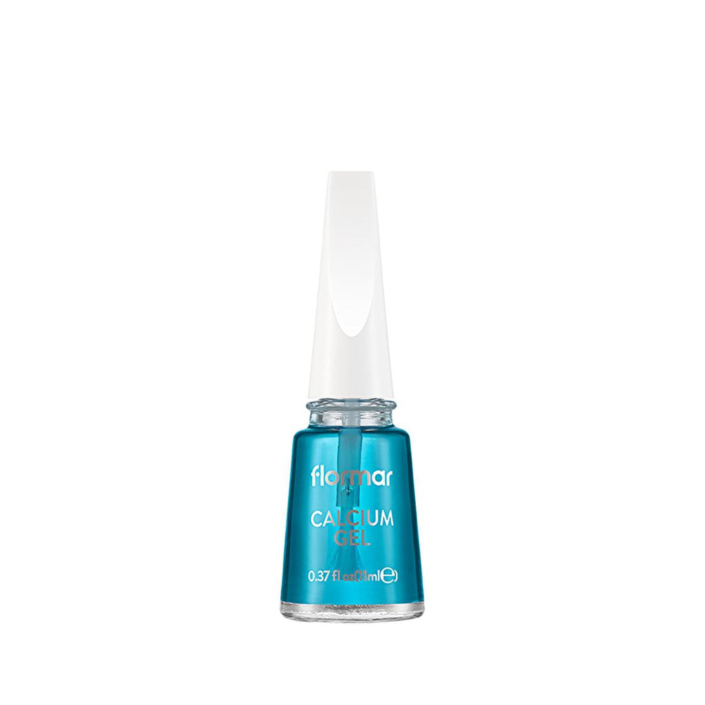 Flormar Calcium Gel Nail Strengthening Base Coat & Nail Polish - Nourishing, Glossy Finish, Nail Care for Weak Brittle Nails