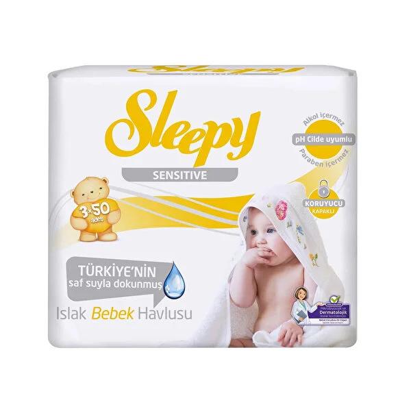 Sleepy Sensitive Baby Wipes: Alcohol-Free, Pure Water, Gentle Cleansing for Newborns (3x50 Count)
