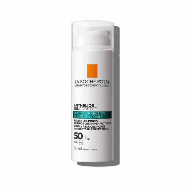 La Roche Posay Anthelios Oil Correct Cream SPF50+ Sunscreen for Oily Skin - Non-comedogenic, Broad-Spectrum UVA/UVB Protection