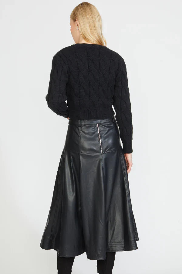 KADOU BOUTIQUE Faux Leather Midi Skirt — side view