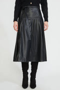 KADOU BOUTIQUE Faux Leather Midi Skirt — detail close-up