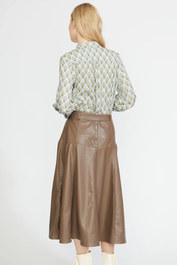 KADOU BOUTIQUE Faux Leather Midi Skirt — alternative angle
