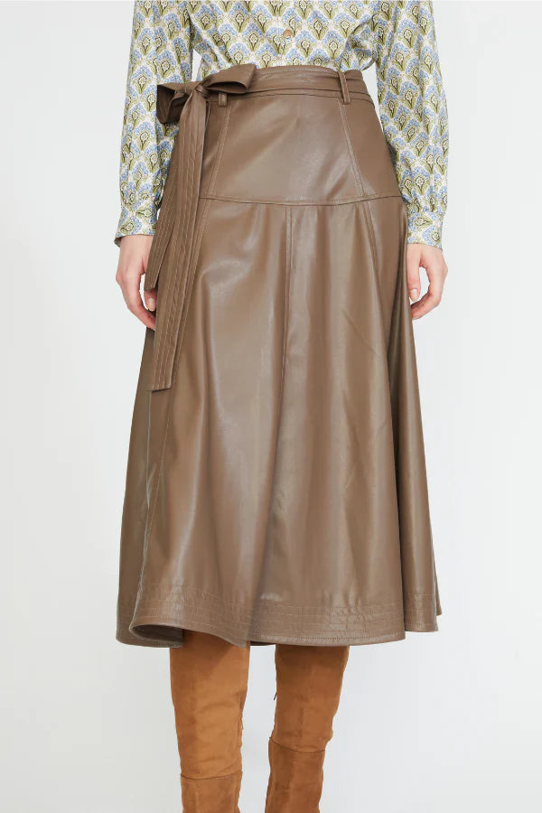 KADOU BOUTIQUE Faux Leather Midi Skirt — main product shot