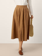 LINTICO 100% Linen Pleated Side Button Skirt LILITH — lifestyle worn / used context