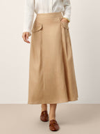LINTICO LINTICO 100% Linen Flap Pocket A-Line Skirt IANTHE — lifestyle worn / used context
