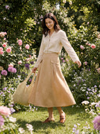 LINTICO LINTICO 100% Linen Flap Pocket A-Line Skirt IANTHE — construction detail