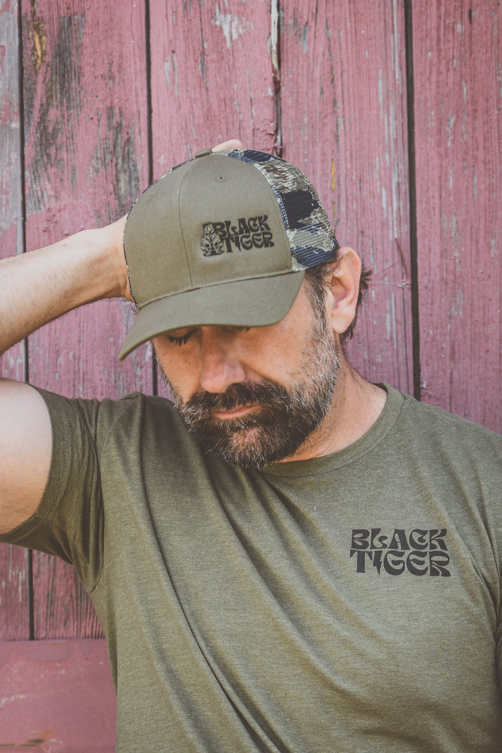 Black Tiger International Black Tiger Tiger Stripe Hat — branding close-up