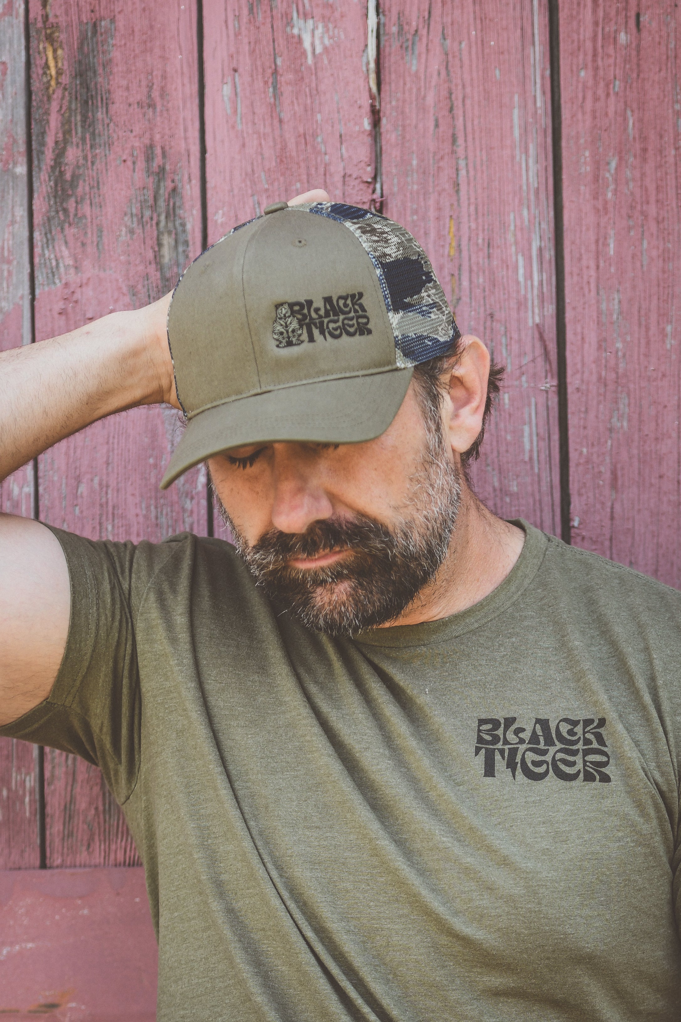 Black Tiger International Black Tiger Tiger Stripe Hat — branding close-up