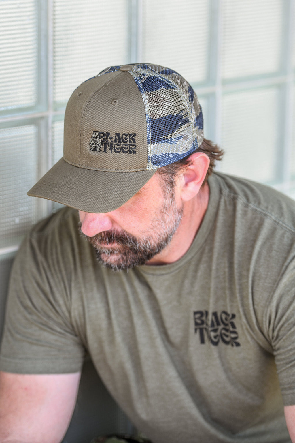 Black Tiger International Black Tiger Tiger Stripe Hat — detail and construction