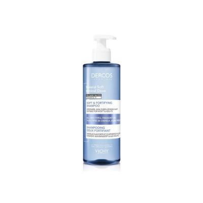 Vichy Dercos Mineral Soft Shampoo 400ml - Strengthening Daily Use for All Hair Types