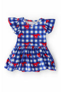 Mila & Rose ® SMU Plaid Mustang Flutter Twirl Bodysuit — main product shot